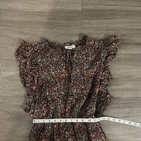 BB Dakota Steve Madden Black Ditsy Floral Ruffle Tiered Sleeveless Midi Dress - Picture 13 of 14